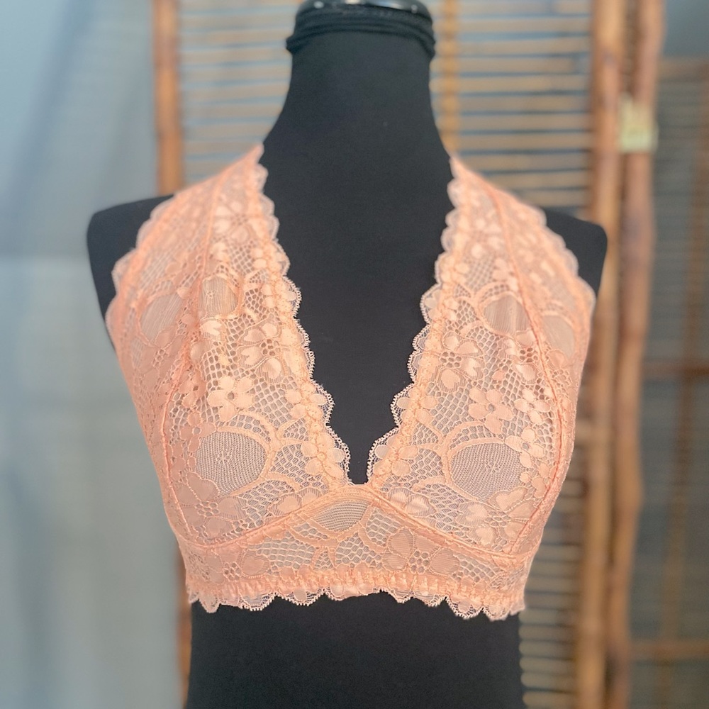Free People Peach lace bralette